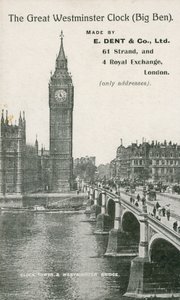 De Grote Westminster Klok, Big Ben, Gemaakt door E Dent und Co Ltd door English Photographer