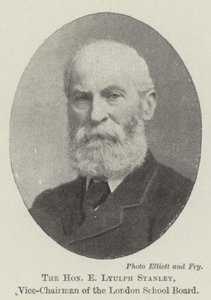 De eerwaarde E Lyulph Stanley, vice-voorzitter van de Londense schoolraad door English Photographer