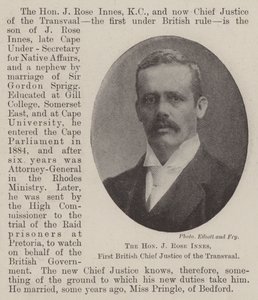 De eerwaarde J Rose Innes, eerste Britse opperrechter van de Transvaal door English Photographer
