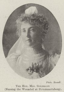 De Eerwaarde Mevrouw Goldmann, verzorgt de gewonden in Pietermaritzburg door English Photographer