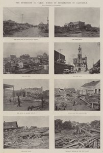 De orkaan in Texas, scènes van verwoesting in Galveston
