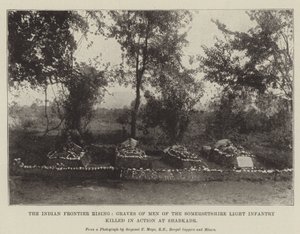 De Indiase grensopstand, graven van mannen van de Somersetshire Light Infantry gedood in actie bij Shabkadr door English Photographer