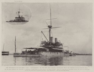 De Onzichtbaarheid van Oorlogsschepen, HMS Devastation in de Nieuwe Grijze Kleur vergeleken met de Vroegere Zwartgeverfde Romp door English Photographer