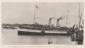 De Islander, Vlaggenschip van de Canadian Pacific Alaskan Line, vergaan door een IJsberg bij Juneau, Alaska, 16 augustus