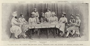 De overleden Rajah Sir Gunpat Rao Khudkay, KCSI, voorzitter van de Raad van Regenten, Gwalior, India