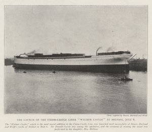 De Lancering van de Union-Castle Liner Walmer Castle in Belfast, 6 Juli