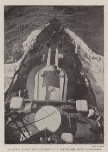 De Marine Manoeuvres, de Boeg van een Slagschip vanaf de Voorsteven door English Photographer
