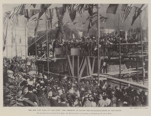 Het Nieuwe Stadhuis in Kaapstad, de Ceremonie van het Leggen van de Eerste Steen door de Burgemeester door English Photographer