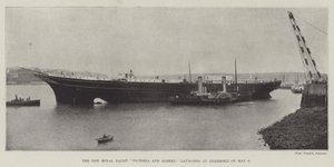 Het nieuwe koninklijke jacht Victoria en Albert, te water gelaten in Pembroke op 9 mei door English Photographer