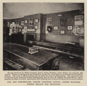 Het oude klaslokaal, Paston Grammar School, North Walsham, waar Nelson werd opgeleid door English Photographer