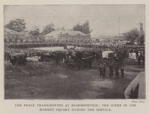 De Dankzegging voor de Vrede in Bloemfontein, de Scène op het Marktplein tijdens de Dienst