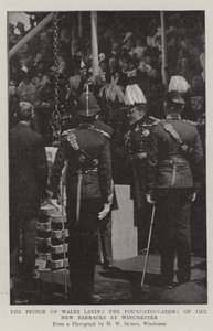 De Prins van Wales legt de Eerste Steen van de Nieuwe Kazerne in Winchester door English Photographer