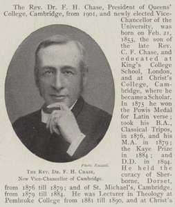De Eerwaarde Dr F H Chase, Nieuwe Vice-Kanselier van Cambridge door English Photographer