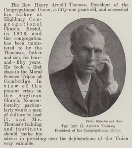 De eerwaarde H Arnold Thomas, voorzitter van de Congregational Union