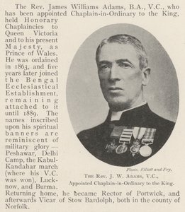 De Eerwaarde J W Adams, VC, benoemd tot Gewone Kapelaan van de Koning