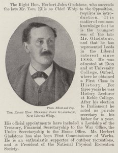De Zeer Eerwaarde Herbert John Gladstone, Nieuwe Liberale Whip door English Photographer