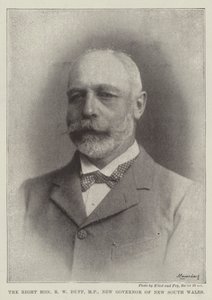 De zeer eerbiedwaardige R W Duff, MP, nieuwe gouverneur van New South Wales door English Photographer