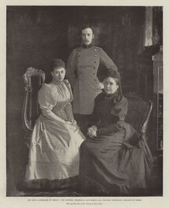 Het koninklijk huwelijk in Berlijn, de keizerin Frederick en prins en prinses Frederick Charles van Hessen