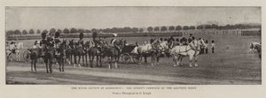 De koninklijke review in Aldershot, de koets van de koningin bij het saluutpunt door English Photographer