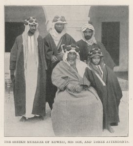 De sjeik Mubarak van Koeweit, zijn zoon en drie bedienden door English Photographer