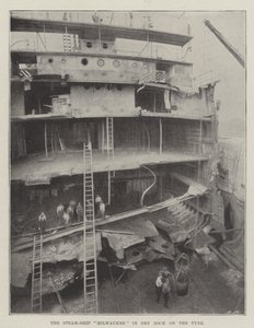 Het stoomschip Milwaukee in droogdok aan de Tyne door English Photographer