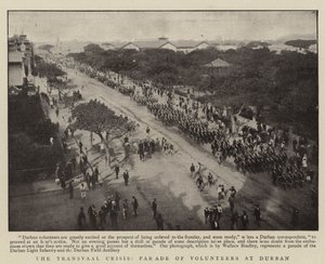 De Transvaal-crisis, parade van vrijwilligers in Durban