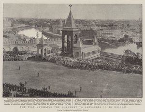De tsaar onthult het monument voor Alexander II in Moskou