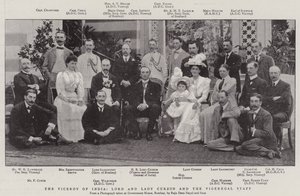 De onderkoning van India, Lord en Lady Curzon en het onderkoninklijk personeel door English Photographer