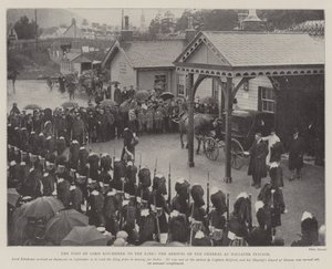 Het bezoek van Lord Kitchener aan de koning, de aankomst van de generaal op station Ballater door English Photographer