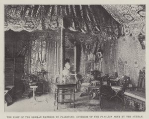 Het bezoek van de Duitse keizer aan Palestina, interieur van het paviljoen gestuurd door de sultan door English Photographer
