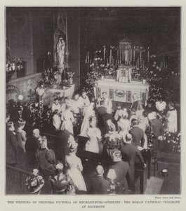 Het huwelijk van prinses Victoria van Mecklenburg-Strelitz, de rooms-katholieke ceremonie in Richmond