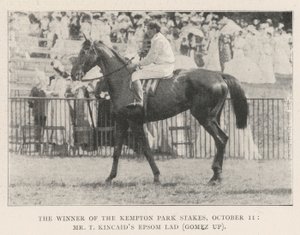 De winnaar van de Kempton Park Stakes, 11 oktober, Mr T Kincaids Epsom Lad (Gomez op)