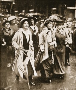 De demonstratie van het recht van vrouwen om te dienen: Mrs. Pankhurst en vrienden, uit 