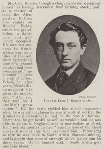 De Wijlen Cecil J Rhodes in 1867 door English Photographer