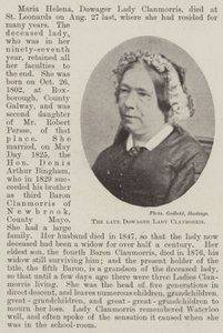 De overleden douairière Lady Clanmorris