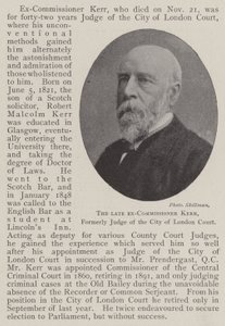 De overleden Voormalige Commissaris Kerr, Voormalig Rechter van de City of London Court door English Photographer