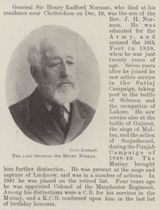 De wijlen generaal Sir Henry Norman door English Photographer