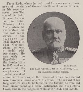 Wijlen Generaal Sir S J Browne, VC, Onderscheiden Indiase Soldaat