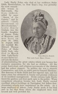 De overleden Lady Emily Foley