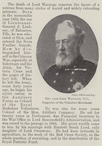 De overleden Lord Wantage, VC, Ondersteuner van de Vrijwilligersbeweging door English Photographer