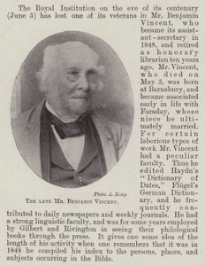 De overleden Mr Benjamin Vincent