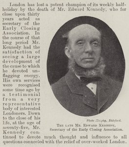De overleden heer Edward Kennedy, secretaris van de Early Closing Association door English Photographer