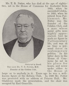 De overleden Mr T B Potter, MP, oprichter van de Cobden Club door English Photographer