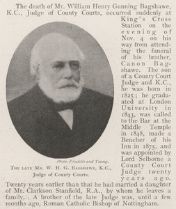 De overleden Mr W H G Bagshawe, KC, Rechter van County Courts door English Photographer