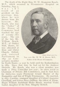 De overleden Mr W W B Beach, MP, Vader van het Lagerhuis door English Photographer