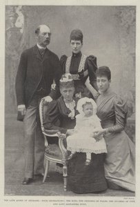 De overleden koningin van Denemarken, vier generaties, de koning, de prinses van Wales, de hertogin van Fife en Lady Alexandra Duff door English Photographer