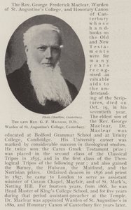 De overleden eerwaarde G F Maclear, DD, warden van St Augustines College, Canterbury