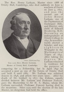 De overleden Eerwaarde Henry Latham, Meester van Trinity Hall, Cambridge door English Photographer