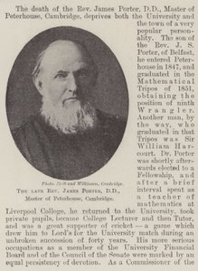 De overleden dominee James Porter, DD, meester van Peterhouse, Cambridge