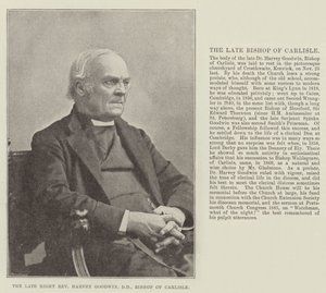 De overleden zeer eerwaarde Harvey Goodwin, DD, bisschop van Carlisle door English Photographer